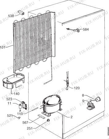 Взрыв-схема холодильника Zanussi ZO25N - Схема узла Cooling system 017